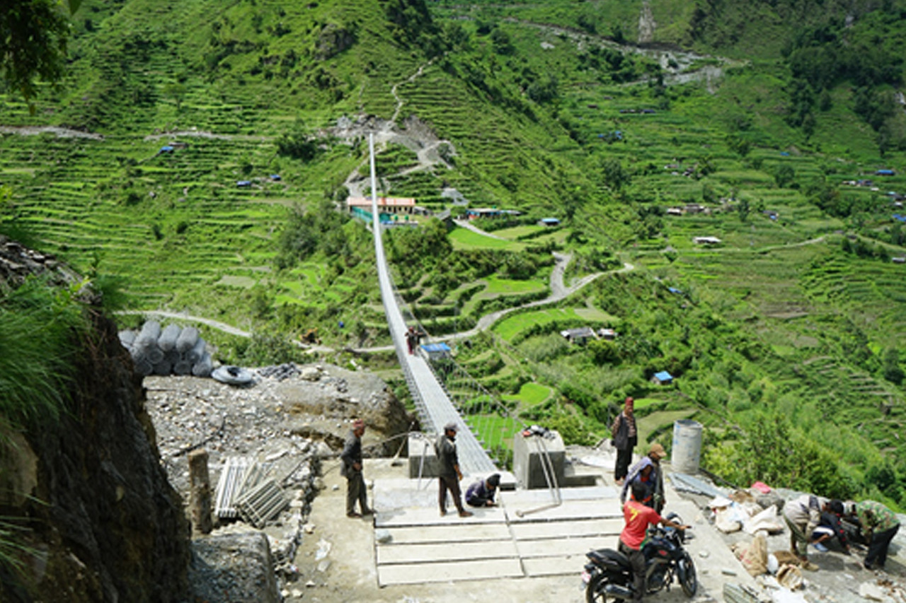 म्याग्दीमा दरखोला झोलुङ्गे पुल निर्माण सम्पन्न